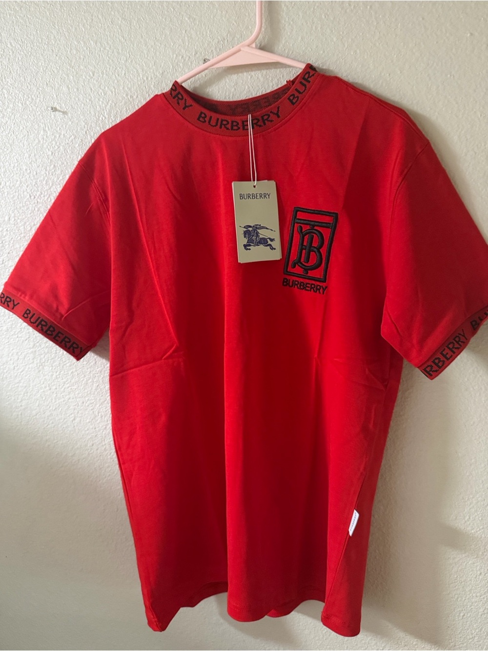 Burberry Red Logo Trim Short Sleeve Tee